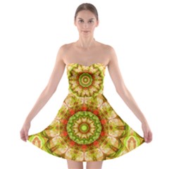 Red Green Apples Mandala Strapless Dresses by Zandiepants