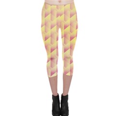 Geometric Pink & Yellow  Capri Leggings  by Zandiepants