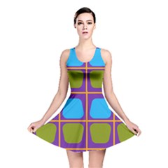 Shapes In Squares Pattern Reversible Skater Dress by LalyLauraFLM