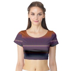 Curvy Stripes       Short Sleeve Crop Top by LalyLauraFLM