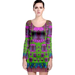  Ladies Looking At Beauty And Love Long Sleeve Bodycon Dress by pepitasart