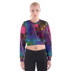 Jewel City, Radiant Rainbow Abstract Urban Women s Cropped Sweatshirt by DianeClancy