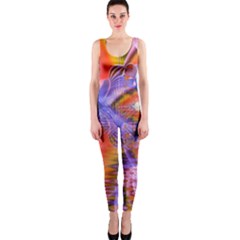 Crystal Star Dance, Abstract Purple Orange Onepiece Catsuit by DianeClancy