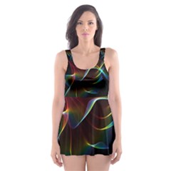 Imagine, Through The Abstract Rainbow Veil Skater Dress Swimsuit by DianeClancy