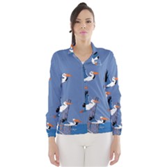 Abstract Pelicans Seascape Tropical Pop Art Wind Breaker (women) by WaltCurleeArt