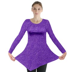 Festive Purple Glitter Texture Long Sleeve Tunic  by yoursparklingshop