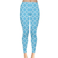 Bright Blue Quatrefoil Pattern Leggings  by Zandiepants