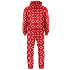 Poppy Red Quatrefoil Pattern Hooded Jumpsuit (men) by Zandiepants