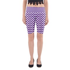 Royal Purple & White Zigzag Pattern Yoga Cropped Leggings by Zandiepants