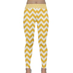 Sunny Yellow & White Zigzag Pattern Yoga Leggings by Zandiepants