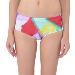 Watercolors Shapes                                         Mid-waist Bikini Bottoms by LalyLauraFLM