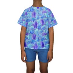 Blue And Purple Glowing Kid s Short Sleeve Swimwear by FunkyPatterns