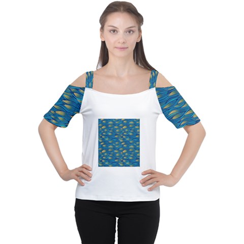 Blue Waves Women s Cutout Shoulder Tee by FunkyPatterns