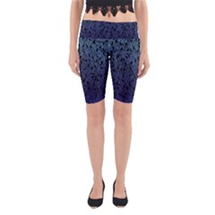 Blue Ombre Feather Pattern, Black,  Yoga Cropped Leggings by Zandiepants