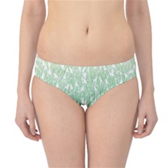 Green Ombre Feather Pattern, White, Hipster Bikini Bottoms by Zandiepants