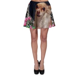 Chi Chi In Butterflies, Chihuahua Dog In Cute Hat Skater Skirt by DianeClancy