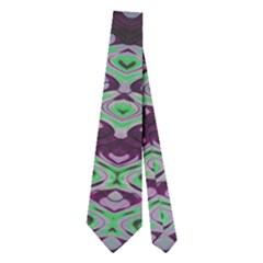 Pattern Tile Green Purple Neckties (two Side)  by BrightVibesDesign