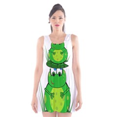 Green Frog Scoop Neck Skater Dress by Valentinaart