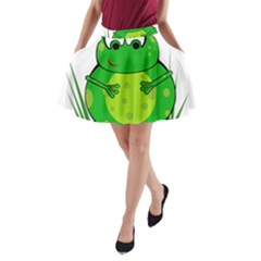 Green Frog A-line Pocket Skirt by Valentinaart