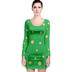 Yellow Bubbles Long Sleeve Bodycon Dress