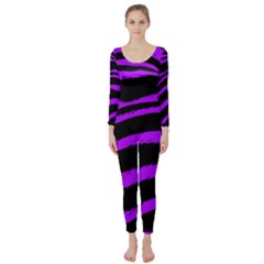 Purple Zebra Long Sleeve Catsuit