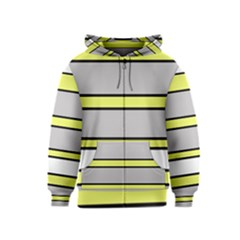 Yellow And Gray Lines Kids  Zipper Hoodie by Valentinaart