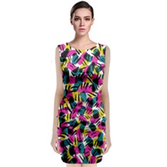 Kate Tribal Abstract Classic Sleeveless Midi Dress by LisaGuenDesign