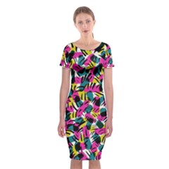 Kate Tribal Abstract Classic Short Sleeve Midi Dress by LisaGuenDesign