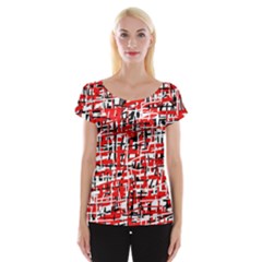 Red, White And Black Pattern Women s Cap Sleeve Top by Valentinaart