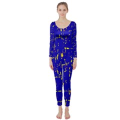 Blue Pattern Long Sleeve Catsuit