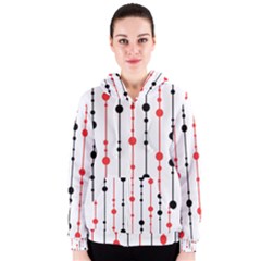 Red, Black And White Pattern Women s Zipper Hoodie by Valentinaart