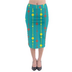 Green, Yellow And Red Pattern Midi Pencil Skirt