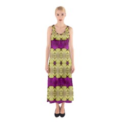  Purple Gold Floral And Paradise Bloom Sleeveless Maxi Dress by pepitasart