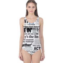 Hillary 2016 Historic Headlines One Piece Swimsuit by blueamerica