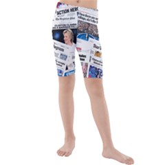 Hillary 2016 Historic Newspaper Collage Kid s Mid Length Swim Shorts by blueamerica