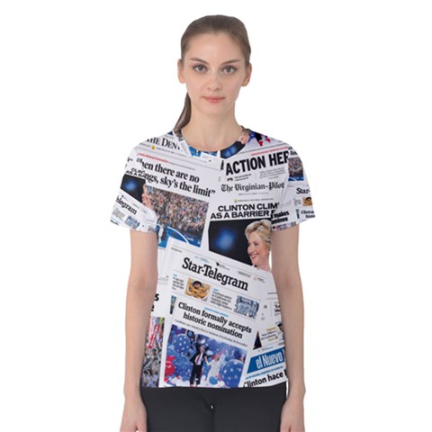 Hillary 2016 Historic Newspaper Collage Women s Cotton Tee by blueamerica