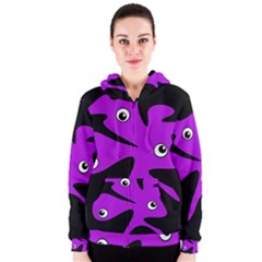 Purple Amoeba Women s Zipper Hoodie by Valentinaart