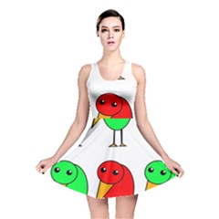 Green And Red Birds Reversible Skater Dress by Valentinaart