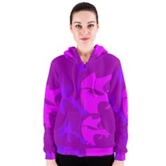 Purple, Pink And Magenta Amoeba Abstraction Women s Zipper Hoodie by Valentinaart