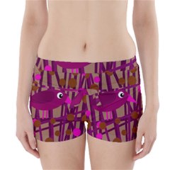 Cute Magenta Bird Boyleg Bikini Wrap Bottoms by Valentinaart