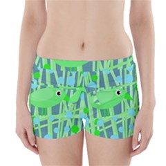 Green Bird Boyleg Bikini Wrap Bottoms by Valentinaart