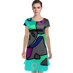 Blue Comic Abstract Cap Sleeve Nightdress by Valentinaart