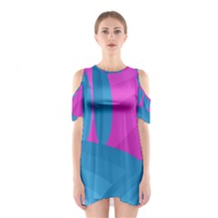 Pink And Blue Landscape Cutout Shoulder Dress by Valentinaart