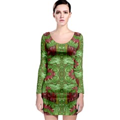 Bleeding Hearts Forest Long Sleeve Bodycon Dress