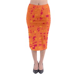 Orange Midi Pencil Skirt