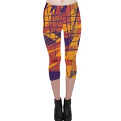 Orange High Art Capri Leggings  by Valentinaart