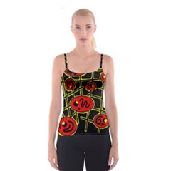 Red And Yellow Hot Design Spaghetti Strap Top