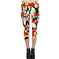 Red And Yellow Chaos Capri Leggings  by Valentinaart