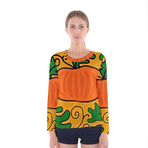 Thanksgiving Pumpkin Women s Long Sleeve Tee by Valentinaart