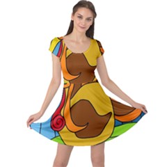 Thanksgiving Turkey  Cap Sleeve Dresses by Valentinaart